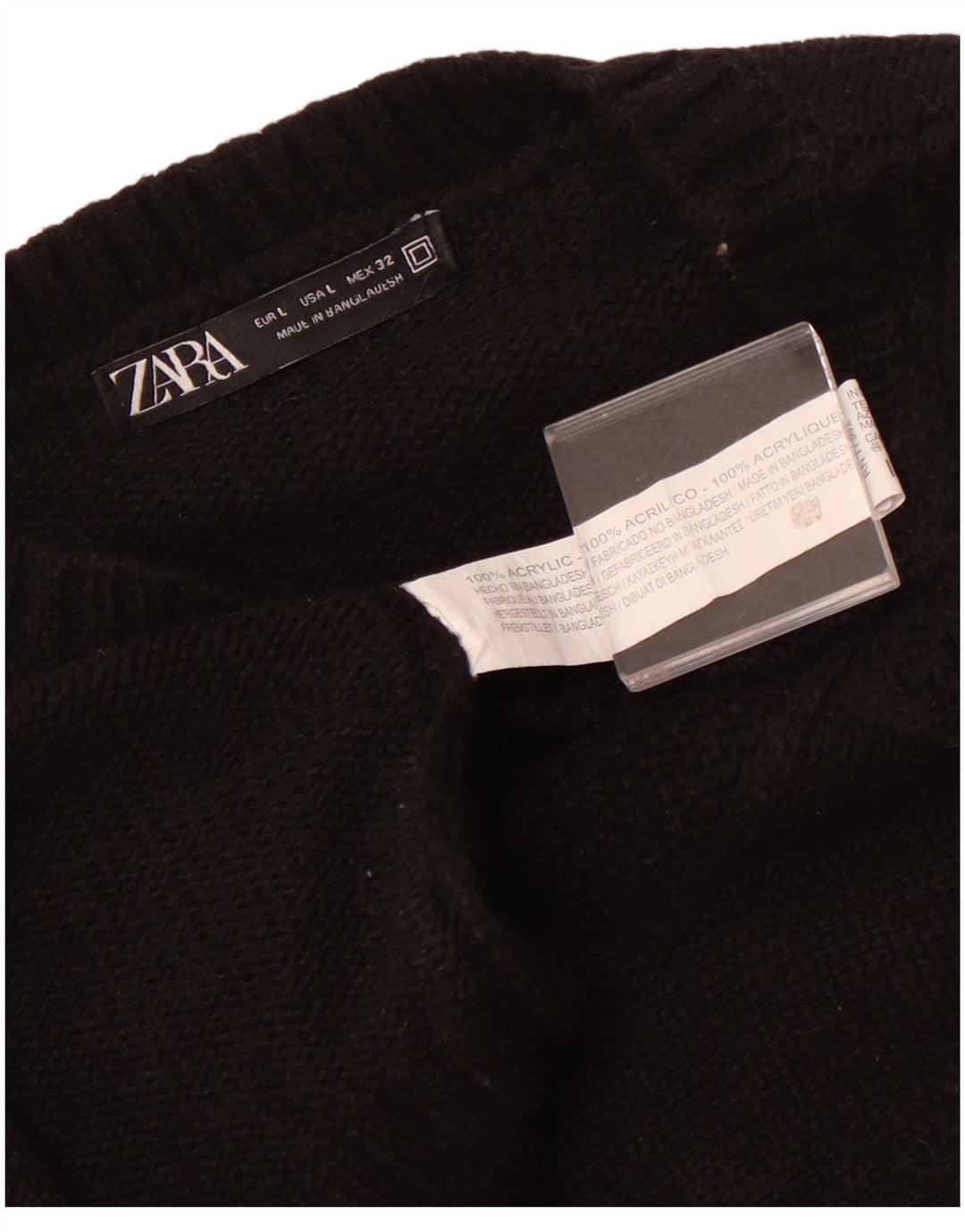 Zara Damen-Pullover mit Rundhalsausschnitt, Gr. 44, Größe L, Schwarz, Acryl