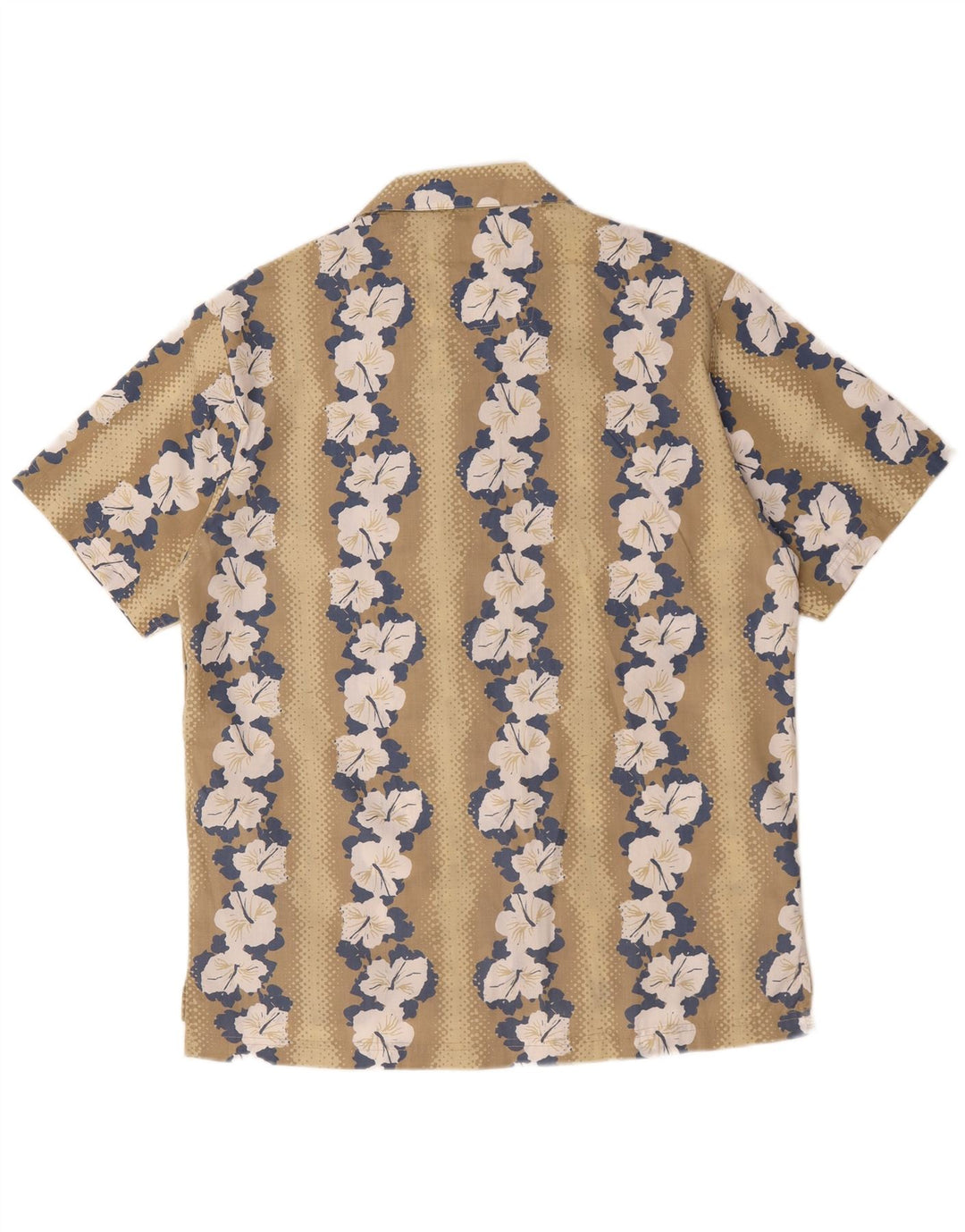 Vintage Hawaii-Kurzarmshirt für Herren, Mittelbeige, geblümtes Polyester