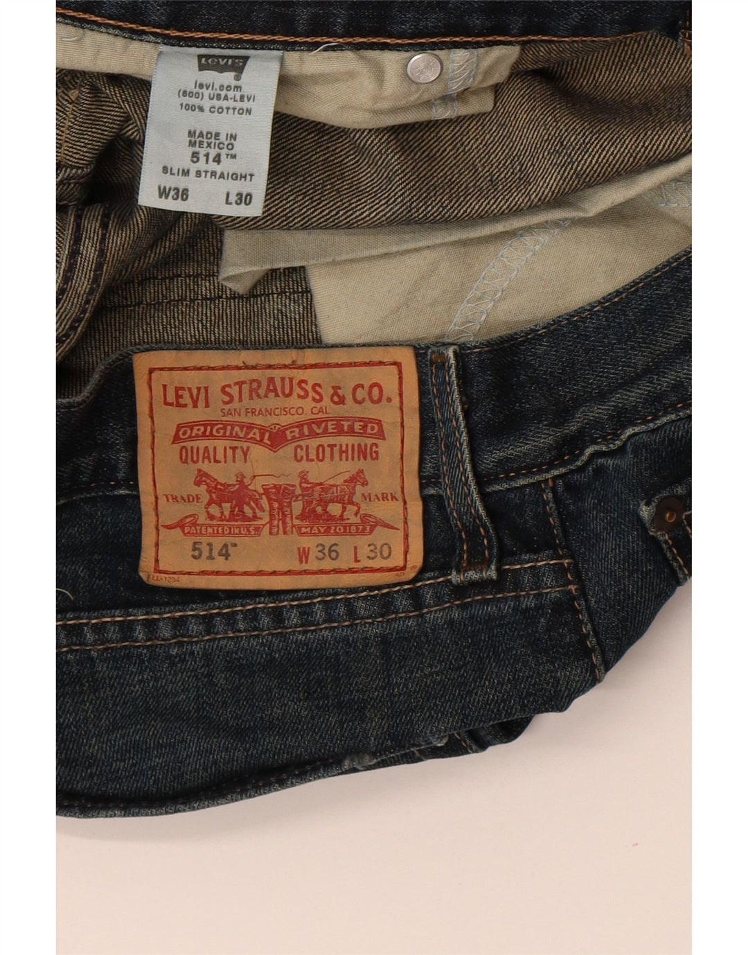 Levi's Herren 514 Slim Straight Jeans W36 L30 Blaue Baumwolle