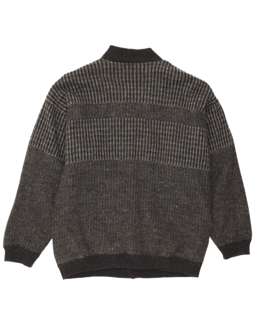 Settebello Herren-Strickjacke, Mittelgrau, geometrisch, Acryl, Retro