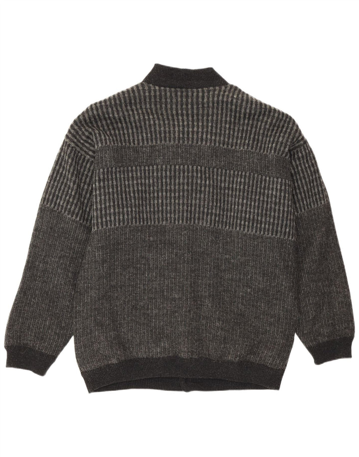 Settebello Herren-Strickjacke, Mittelgrau, geometrisch, Acryl, Retro