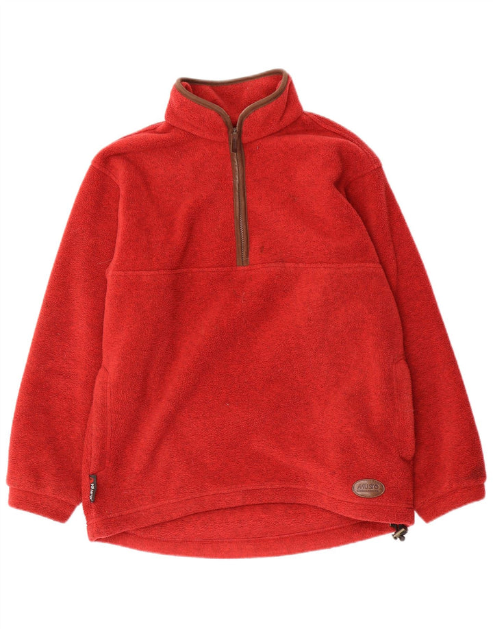 MUSTO Herren-Fleecepullover mit Reißverschluss am Hals, kleines rotes Polyester