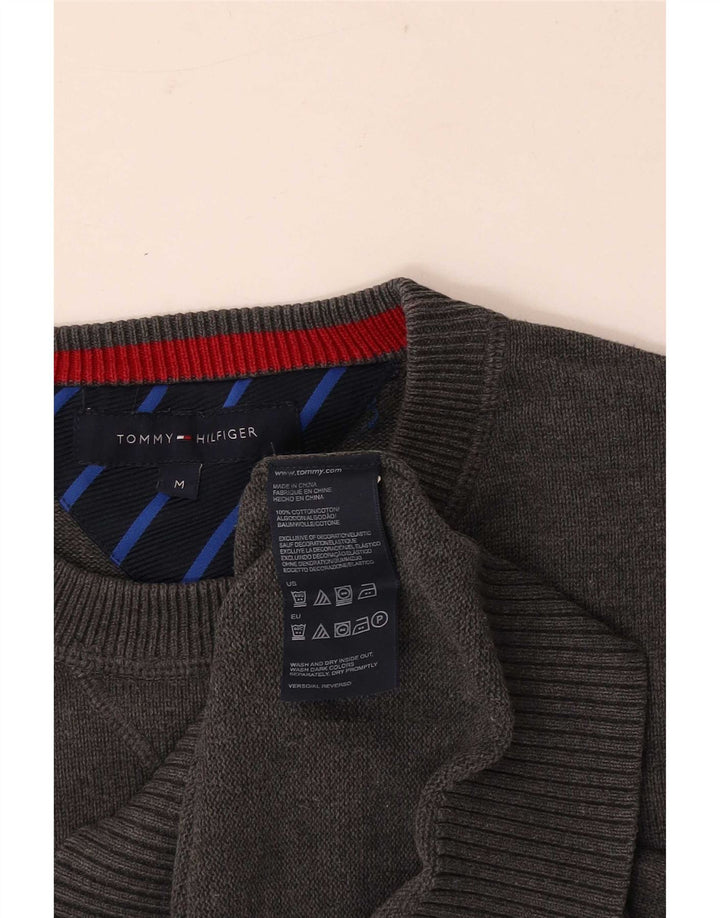 Tommy Hilfiger Herren-Pullover mit Rundhalsausschnitt, mittelgraue Baumwolle