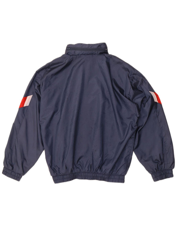 Vintage Damen Trainingsanzug Top Jacke UK 16 Large Marineblau Farbblock