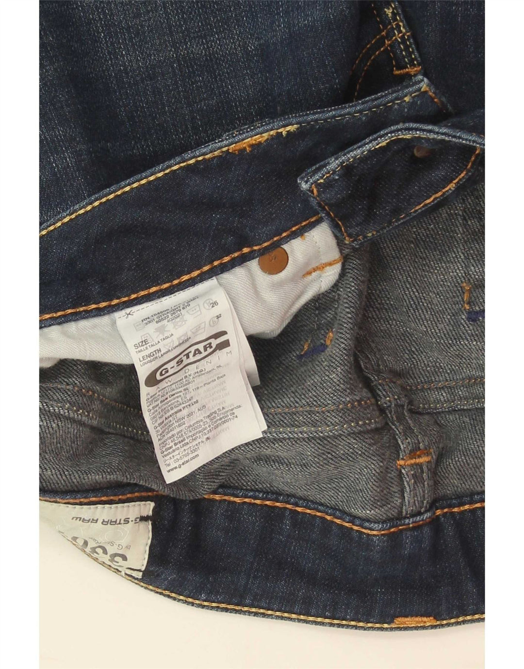 G-Star Damen 3301 Slim Jeans W26 L32 Blaue Baumwolle