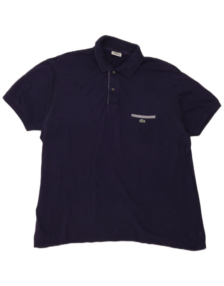 LACOSTE Herren-Poloshirt, Größe 7 2XL, marineblaue Baumwolle