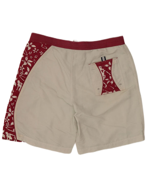 BEST COMPANY Herren-Badeshorts, groß, aus Nylon mit Blumenmuster, Weiß