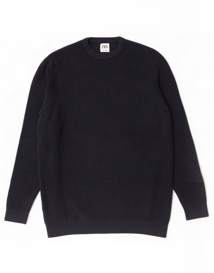 Zara Herren-Pullover mit Rundhalsausschnitt, mittelgroß, Marineblau