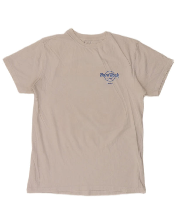 Hard Rock Cafe Herren Cairo Graphic T-Shirt Top aus mittelweißer Baumwolle