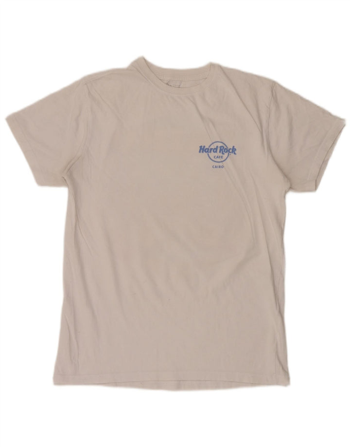 Hard Rock Cafe Herren Cairo Graphic T-Shirt Top aus mittelweißer Baumwolle