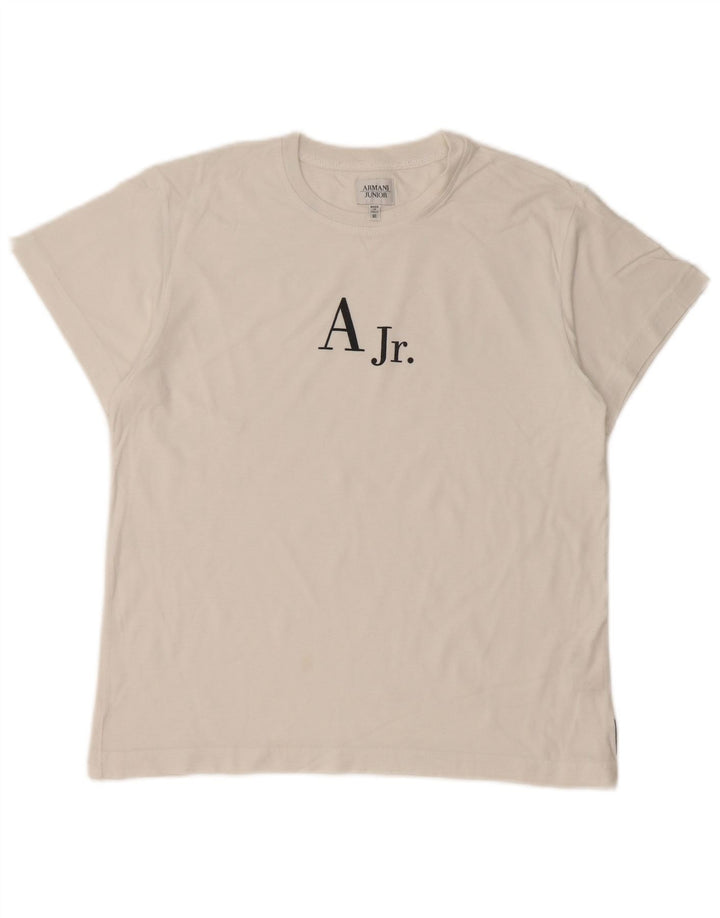 ARMANI JUNIOR Jungen-T-Shirt mit Grafik, 11–12 Jahre, weiße Baumwolle