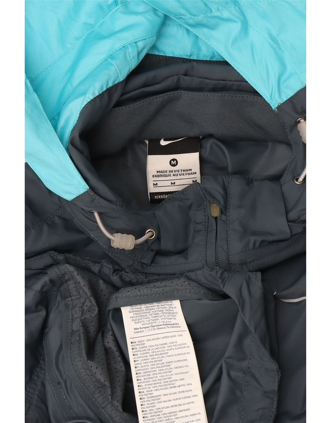 Nike Damen-Regenjacke mit Kapuze, UK 12, mittelgraues Colourblock-Nylon