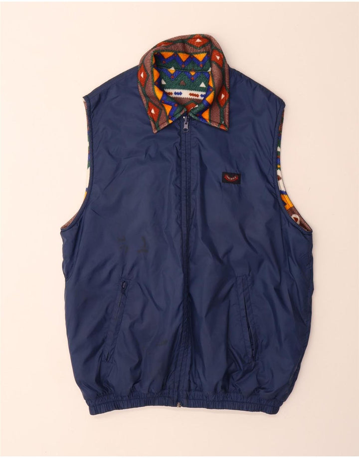 VINTAGE Herren Wendeweste UK 38 Medium Marineblau Polyamid