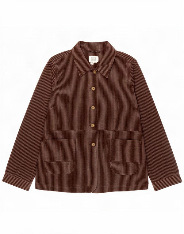 White Stuff Womens Utility Jacket UK 18 XL Brown Pinstripe Cotton