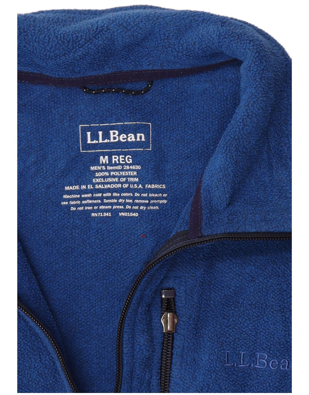 L.L.Bean Herren Fleecejacke UK 38 Mittelblaues Polyester