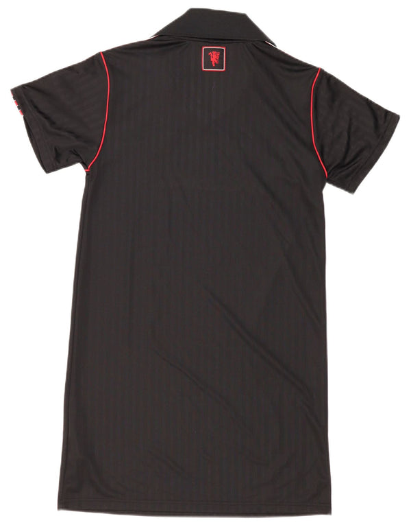 Adidas Damen Manchester United Polokleid UK 8/10 Small Schwarz Nadelstreifen