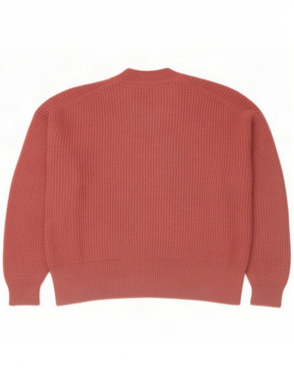 Zara Womens Oversized Crew Neck Jumper Sweater UK 6 XS Pink Acrylic