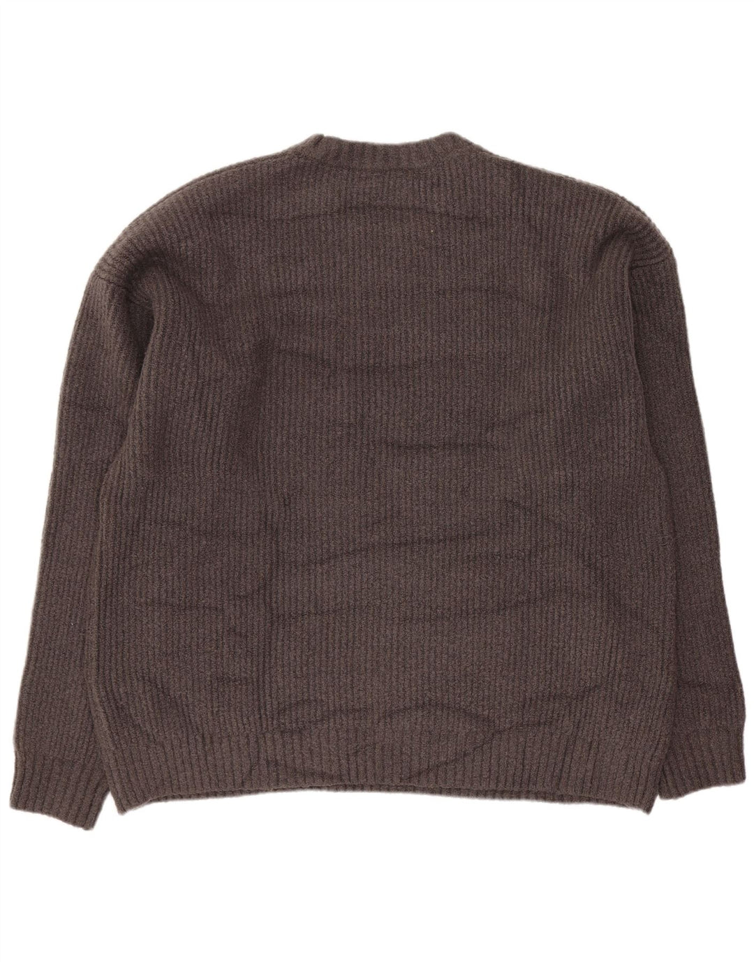Zara Herren-Pullover mit U-Boot-Ausschnitt, groß, graues Polyester