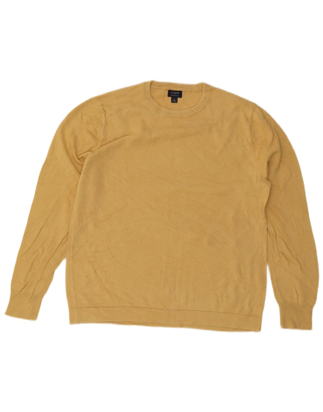 J. Crew Herren-Pullover mit Rundhalsausschnitt, Größe S, Baumwolle, Gelb