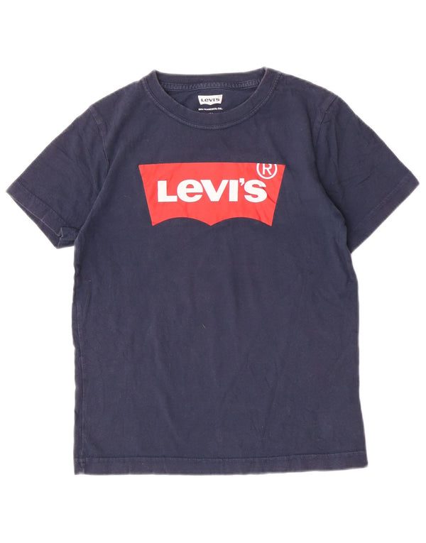 Levi's Jungen-T-Shirt mit normaler Grafik, 9–10 Jahre, marineblaue Baumwolle