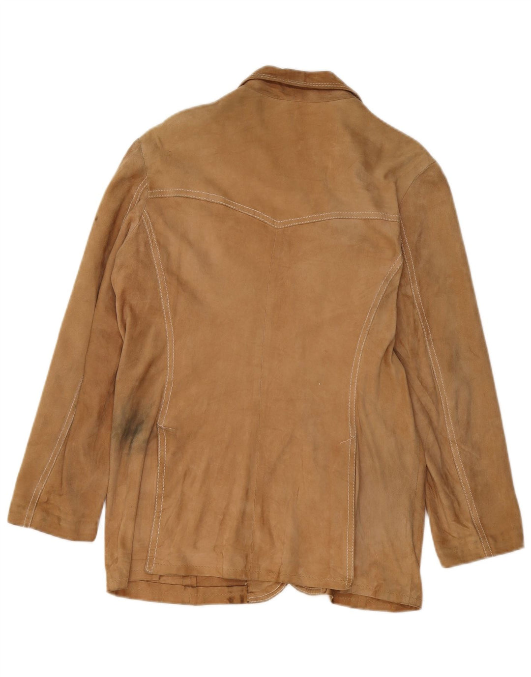 Vintage Damen 3-Knopf-Wildleder-Blazerjacke UK 14 Mittelbeige