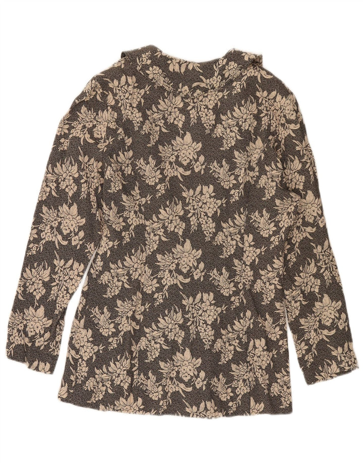 VINTAGE Damen 3-Knopf-Blazerjacke UK 10 Small Black Floral