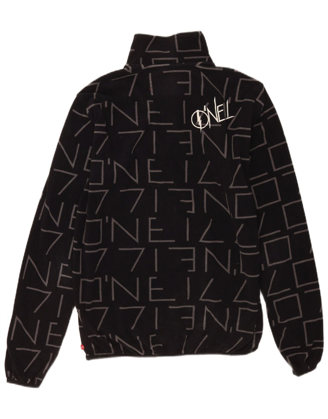 O'Neill Herren-Fleecepullover mit grafischem Reißverschluss und Kragen, Größe L, aus schwarzem Polyester