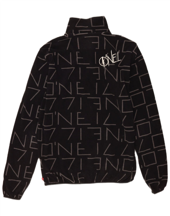 O'Neill Herren-Fleecepullover mit grafischem Reißverschluss und Kragen, Größe L, aus schwarzem Polyester