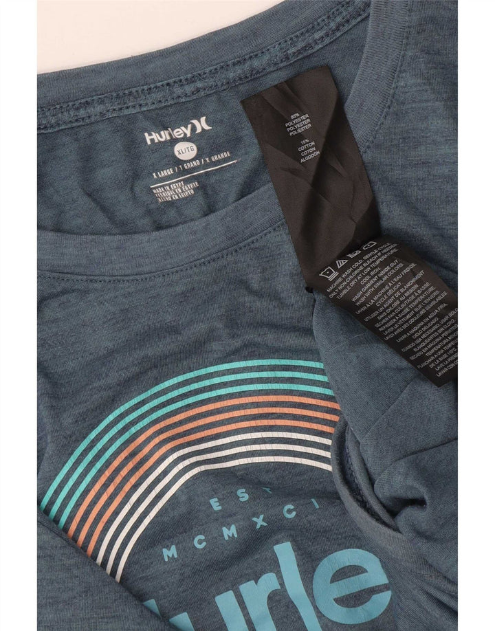 Hurley Herren Grafik T-Shirt Top XL Blau Polyester