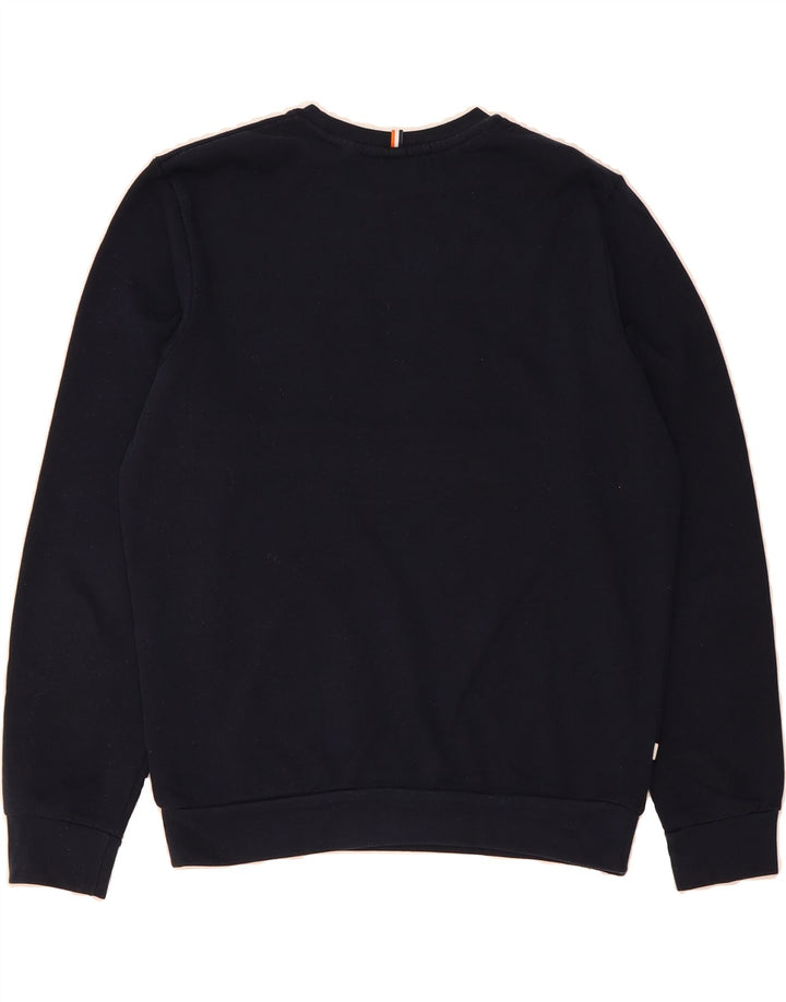 LE SHARK Mens Sweatshirt Jumper Small Navy Blue Colourblock Cotton Vintage Le Shark and Second-Hand Le Shark from Messina Hembry 