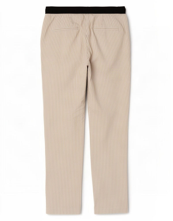 Gerade Chino-Hose für Damen von Zara, Größe L, W30, L27, Beige, Nadelstreifen-Baumwolle