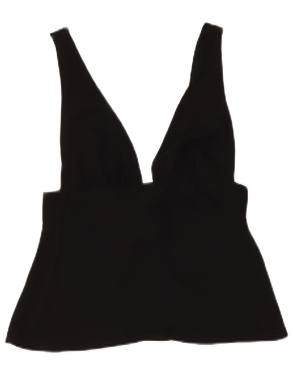 Zara Damen Ärmelloses Crop Top UK 8 Small Schwarz
