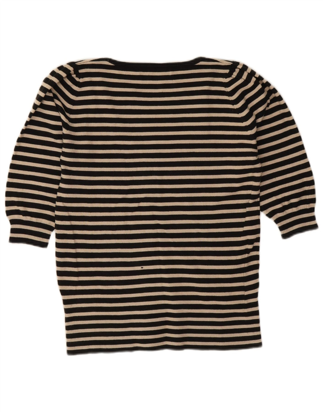 Zara Damen-Top, 3/4-Ärmel, UK-Größe 12, Mittelschwarz, gestreift, Baumwolle
