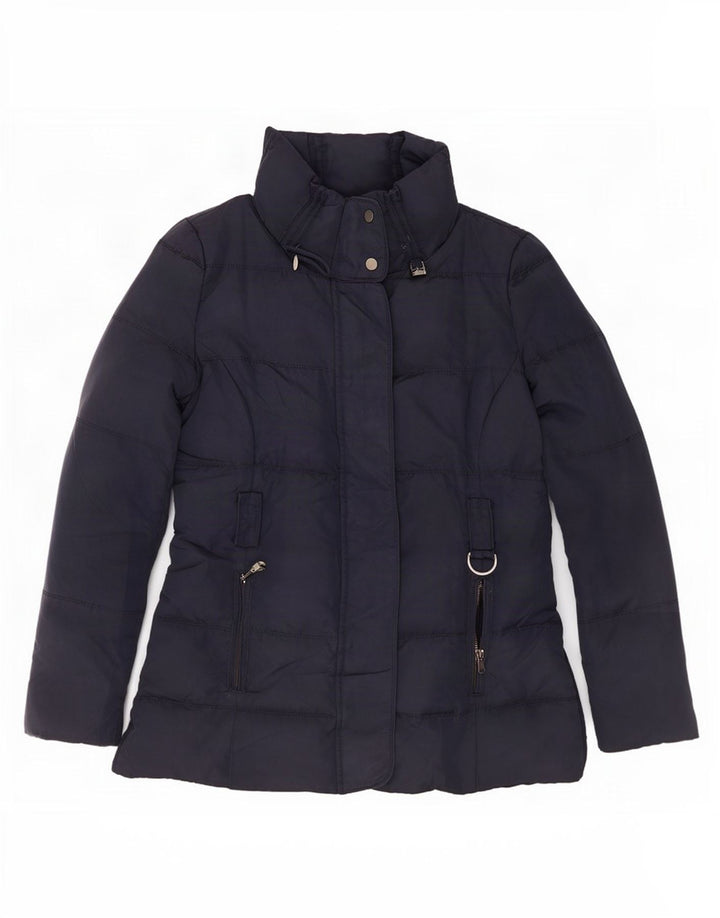 Zara Damen Wattierte Jacke UK 12 Medium Marineblau