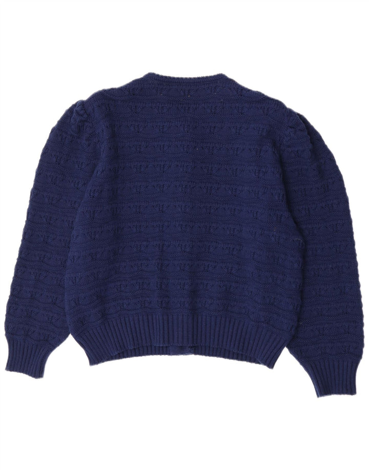 Vintage Damen Cardigan Pullover EU 50 3XL Marineblaue Wolle