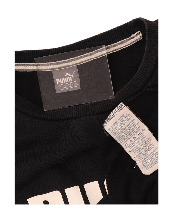 PUMA Mädchen Graphic Sweatshirt Pullover 13–14 Jahre, schwarze Baumwolle