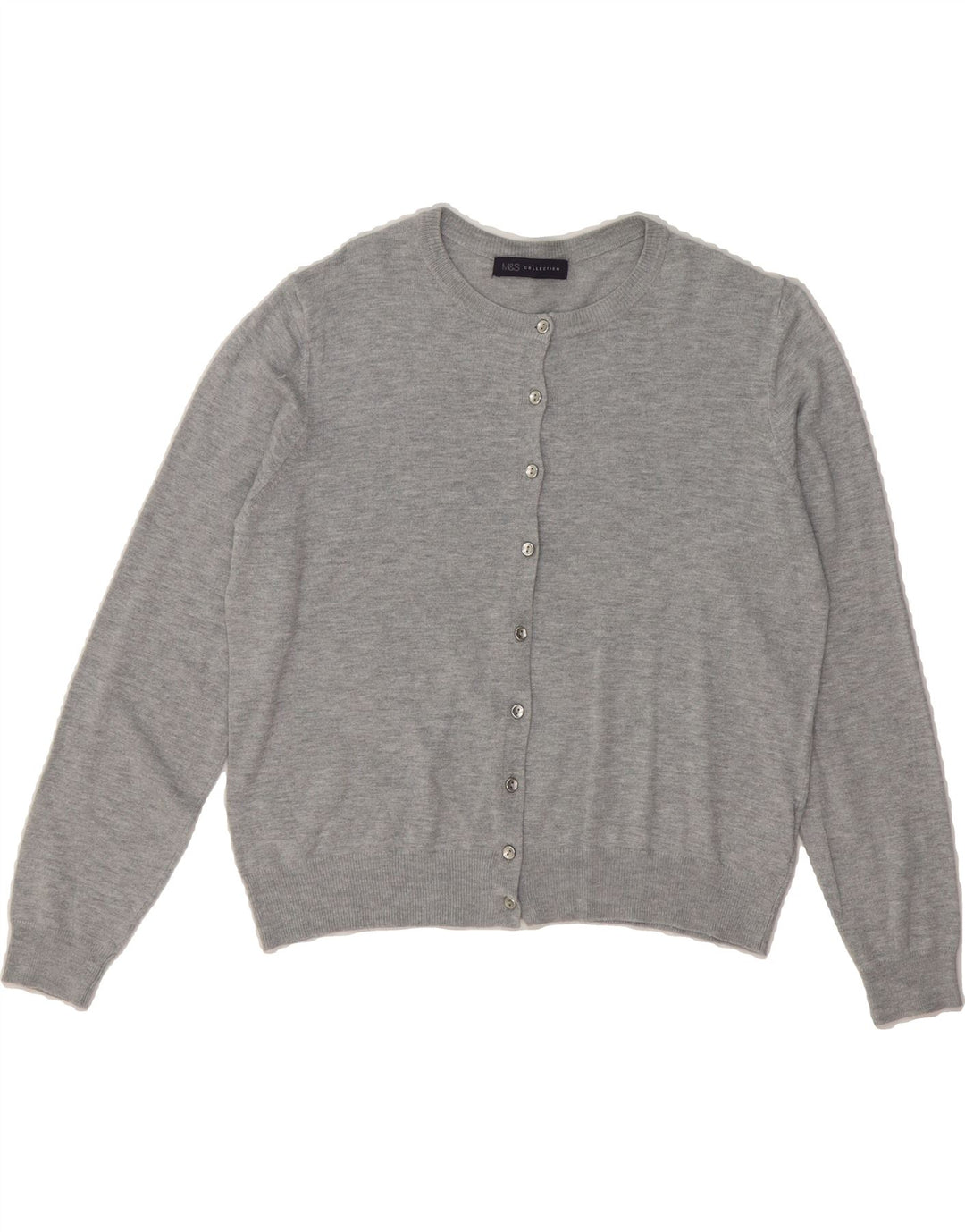 MARKS & SPENCER Womens Crop Cardigan Sweater UK 14 Large Grey Viscose Vintage Marks & Spencer and Second-Hand Marks & Spencer from Messina Hembry 