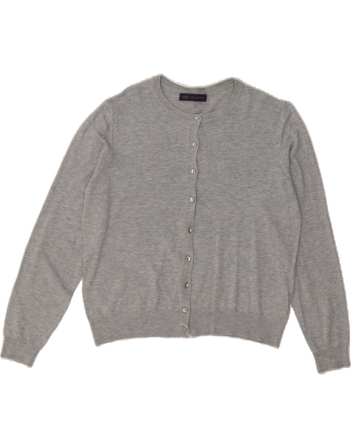 MARKS & SPENCER Womens Crop Cardigan Sweater UK 14 Large Grey Viscose Vintage Marks & Spencer and Second-Hand Marks & Spencer from Messina Hembry 