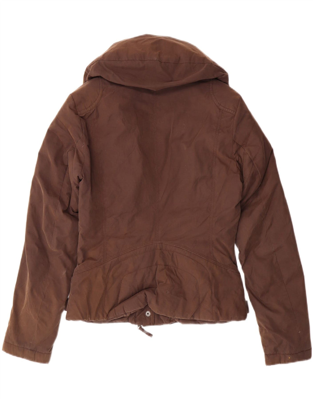 BENETTON Womens Padded Jacket UK 10 Small Brown Cotton