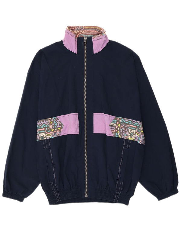 Vintage Damen-Trainingsanzug, UK 10, Größe S, marineblau, geometrisch, Polyamid