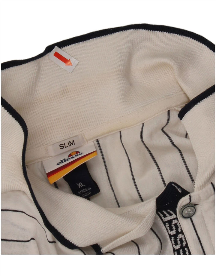 Ellesse Herren Slim Poloshirt XL weiß gestreift aus Baumwolle