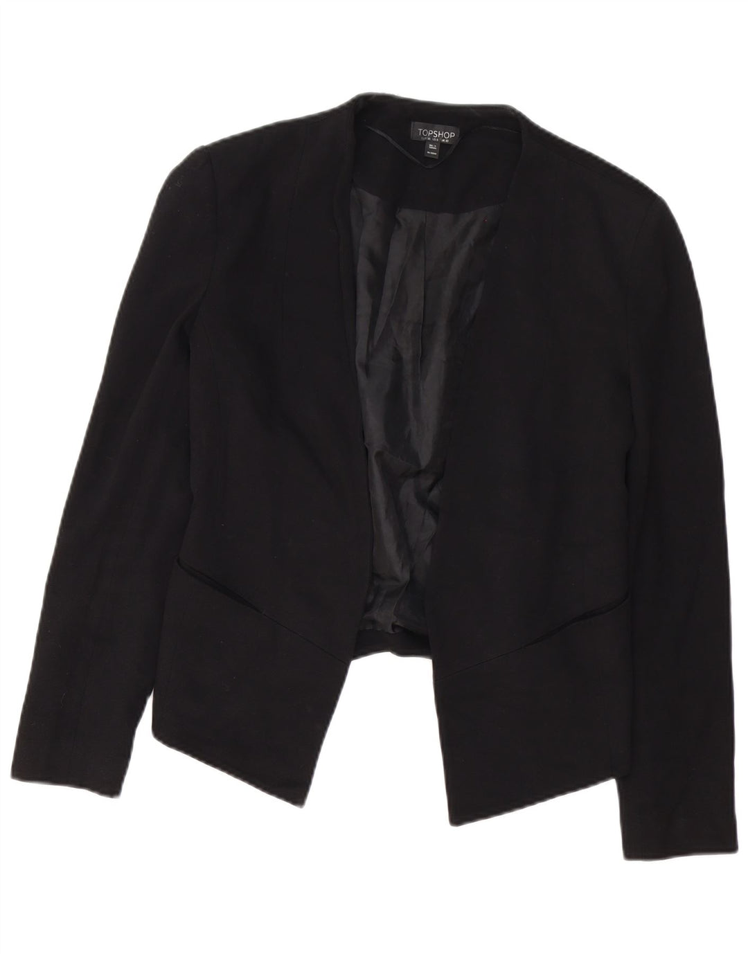 Topshop Damen-Blazer, offen, übergroß, Gr. 10, Größe S, Schwarz, Viskose