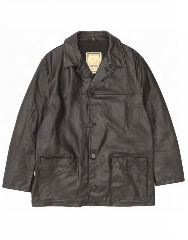 Vintage Herren Lederjacke IT 52 XL Schwarz
