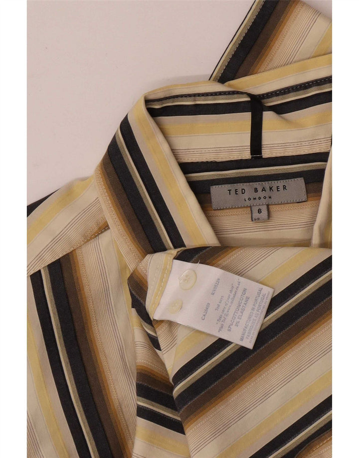 Ted Baker Herrenhemd Größe 6 2XL Beige gestreifte Baumwolle