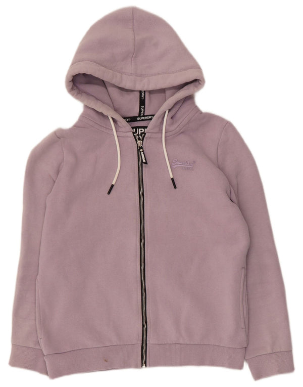 Superdry Damen-Übergroßer Kapuzenpullover mit Reißverschluss, UK 8, Größe S, Lila, Baumwolle