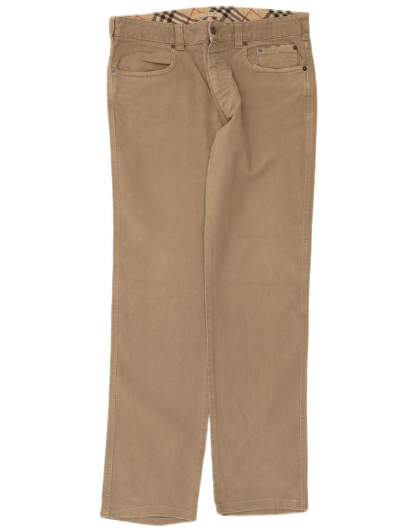 Burberry Mens Straight Casual Trousers IT 50 Medium W34 L33 Beige Cotton