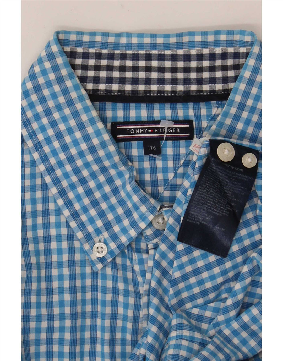 Tommy Hilfiger Hemd für Jungen, 15–16 Jahre, blaue Gingham-Baumwolle