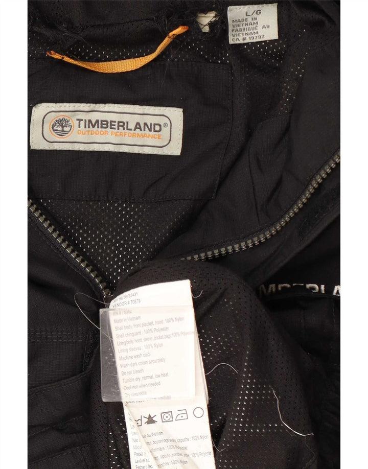 Timberland Herren-Regenjacke mit Kapuze, UK 40, großes schwarzes Nylon