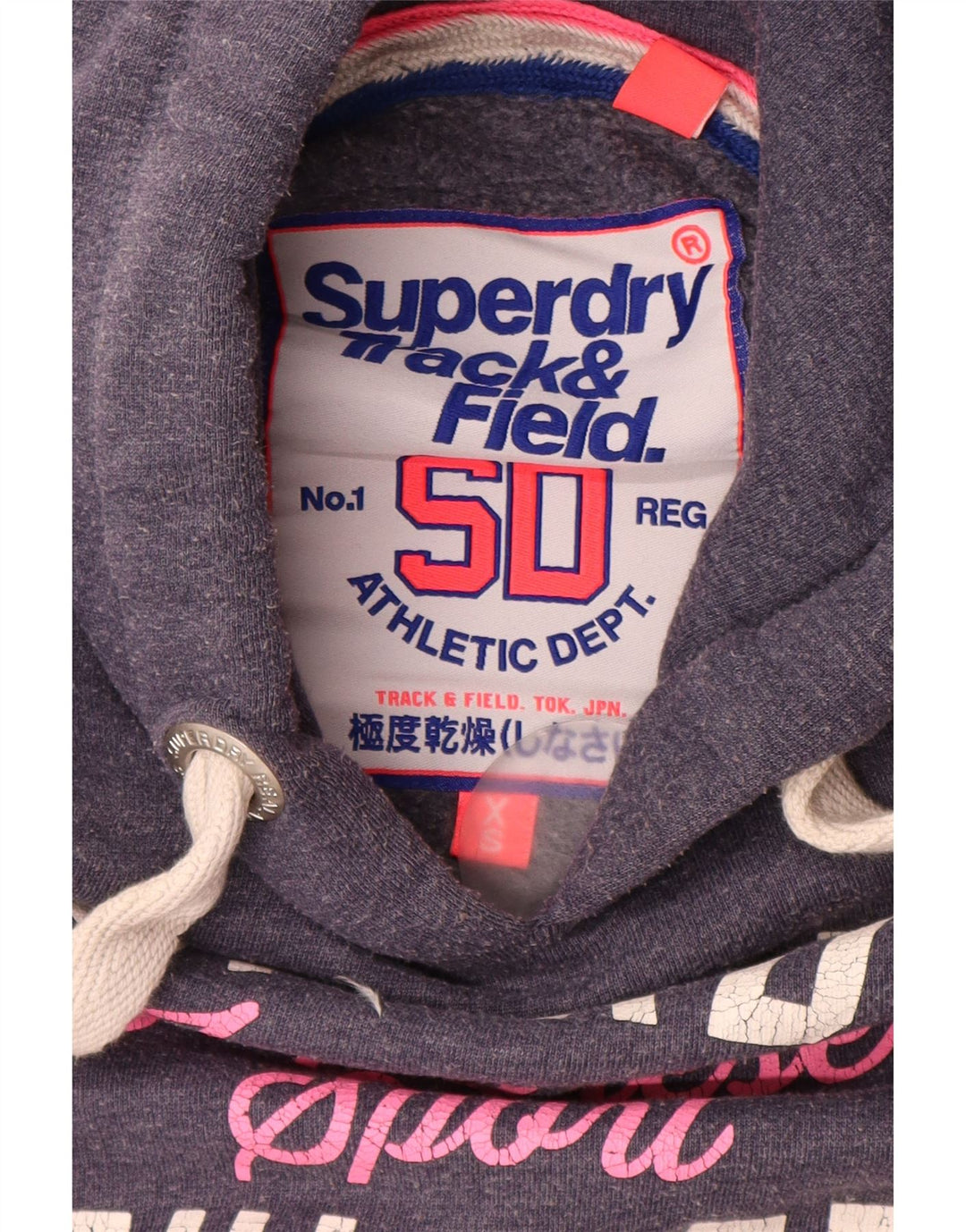 SUPERDRY Damen-Kapuzenpullover mit Grafik, UK 6, XS, Marineblau, Baumwolle