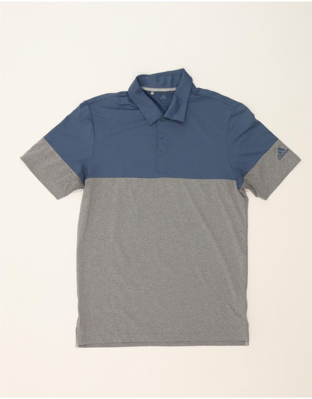 ADIDAS Mens Polo Shirt Small Grey Colourblock Polyester Vintage Adidas and Second-Hand Adidas from Messina Hembry 